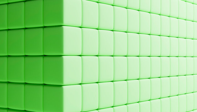 Green 3D-rendered geometric cubes in a repetitive pattern
