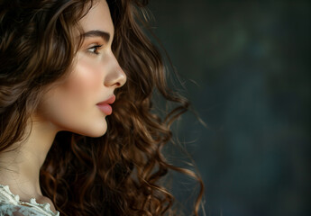 Stylish woman. Female model with beautiful make-up and shine long hair. Hair care, cosmetic, style and elegance concept