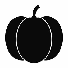 Black Silhouette of a Pumpkin Vector Art Illustration