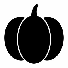 Black Silhouette of a Pumpkin Vector Art Illustration