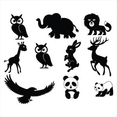 animal silhouette icon set. black animal icon vector illustration. animal silhouette vector isolate illustration. animal black image design illustration.