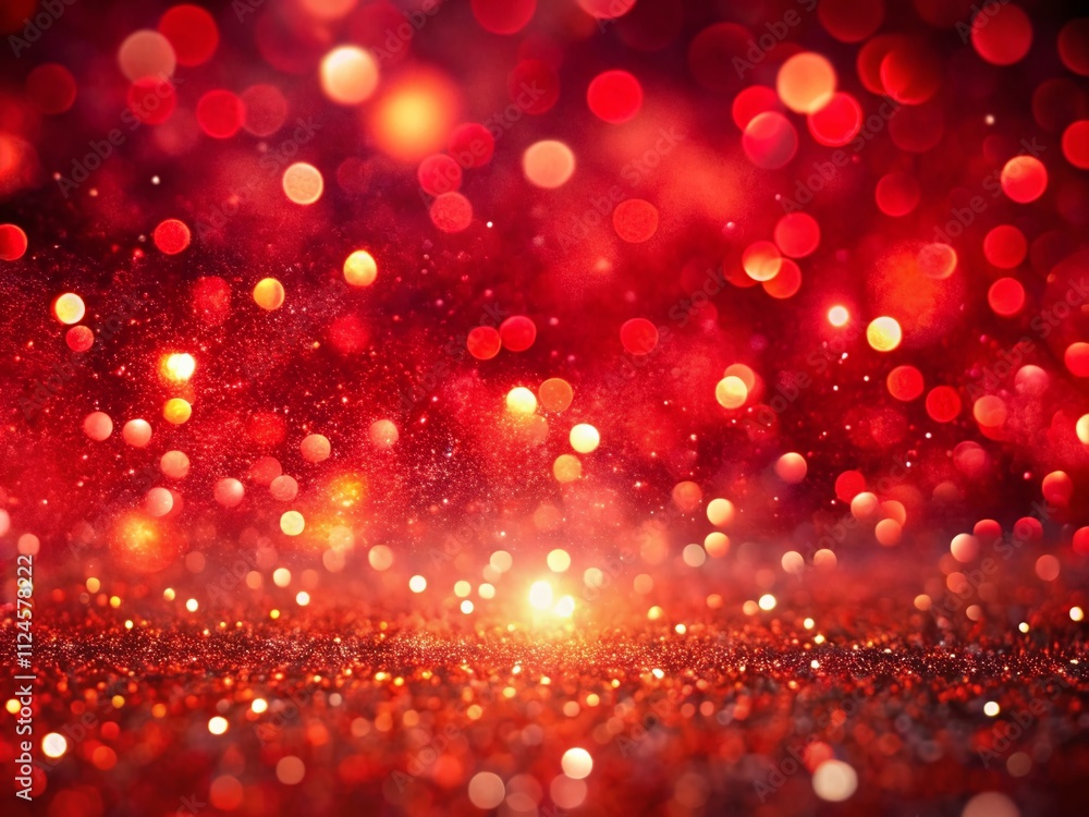 Poster Abstract Red Background with Glowing Particles Creating a Dreamlike Atmosphere for Artistic and Creative Projects