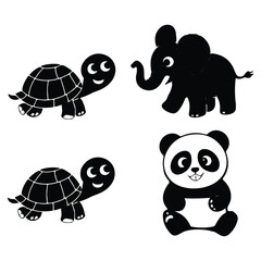 animal silhouette set, animal silhouette vector icon design image illustration.