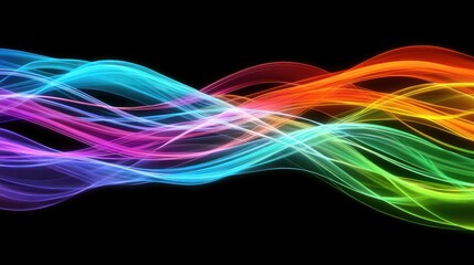 Colorful flowing waves on a black background, creating a vibrant effect.