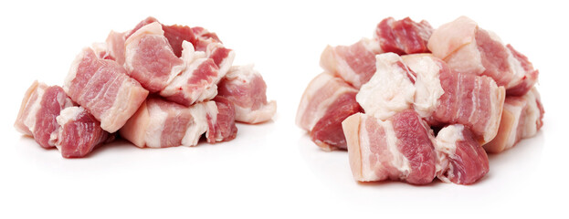 Pork belly on white background