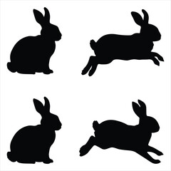 rabbit silhouette vector icon image design illustration. black bunny isolated illustration. set of rabbit illustration.
