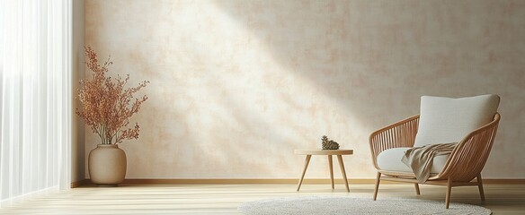 Minimalist Living Room with Armchair and Side Table in Scandinavian Style