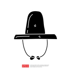 A minimalist illustration of an egg wearing a large hat and bow tie, conveying a whimsical and playful character.