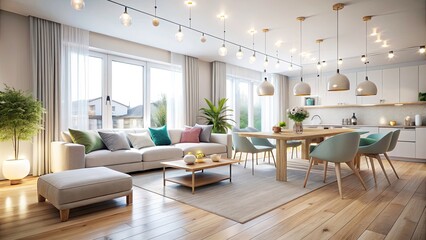 Fototapeta premium Long Exposure Minimalist Living Room Pastel Interior Design Photography