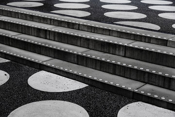 Abstract geometric pattern on concrete stairs