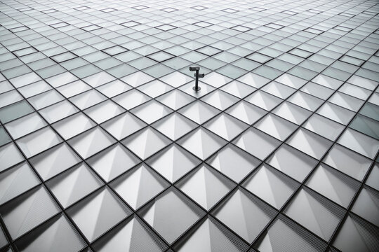Abstract geometric pattern on a modern building facade