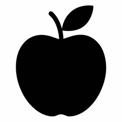 Black Silhouette of an Apple Vector Art Illustration