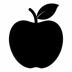 Black Silhouette of an Apple Vector Art Illustration