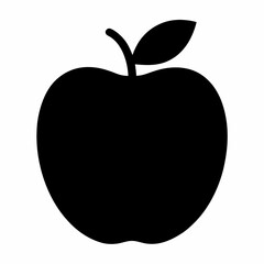 Black Silhouette of an Apple Vector Art Illustration