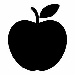 Black Silhouette of an Apple Vector Art Illustration