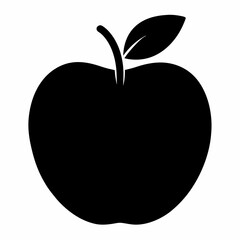 Black Silhouette of an Apple Vector Art Illustration