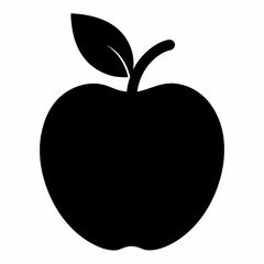Black Silhouette of an Apple Vector Art Illustration