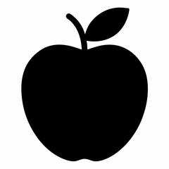 Black Silhouette of an Apple Vector Art Illustration