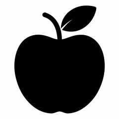 Black Silhouette of an Apple Vector Art Illustration