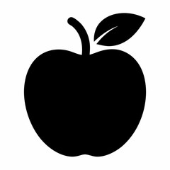 Black Silhouette of an Apple Vector Art Illustration