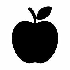 Black Silhouette of an Apple Vector Art Illustration
