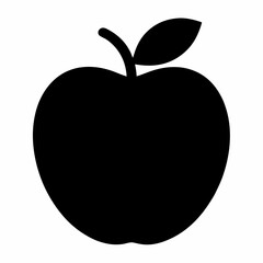 Black Silhouette of an Apple Vector Art Illustration