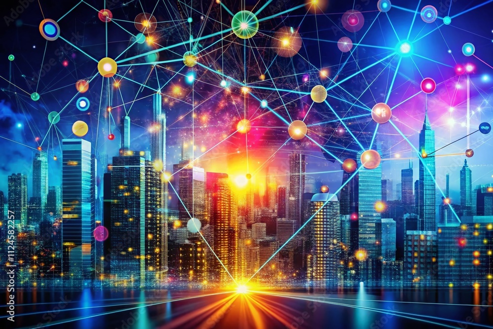 Poster abstract technology big data background concept featuring artificial intelligence, cybersecurity, bl