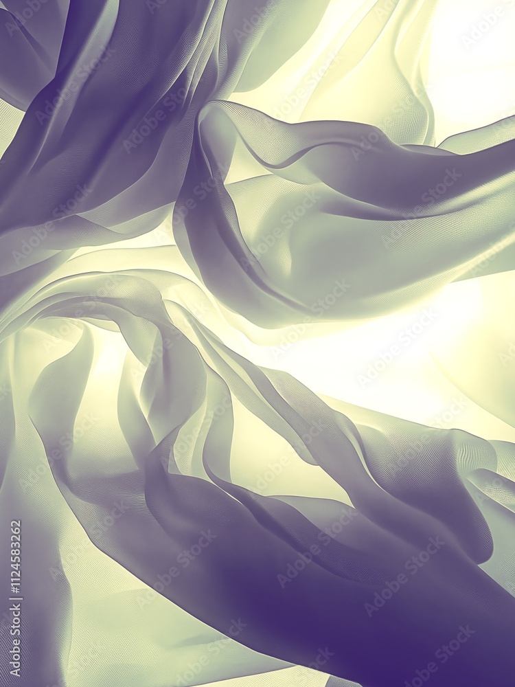 Poster The graceful lines of the light translucent fabric intersect smoothly, creating the illusion of weightlessness. Light accents add dynamism and harmony, emphasizing minimalism