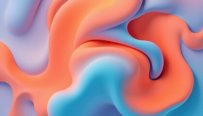 Abstract Pastel Orange Blue Fluid Swirls Design