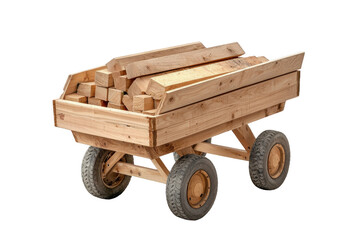Wooden cart isolated on transparent background