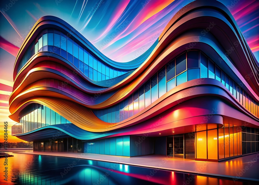 Poster abstract waves and fluid shapes with bright color gradients for modern business brochures and websit