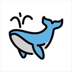 Spouting Whale Vector Icon - Friendly Cartoon-Styled Marine Mammal