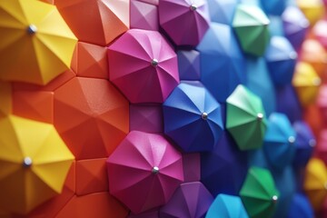 Fototapeta premium A vibrant arrangement of colorful umbrellas in a gradient pattern.