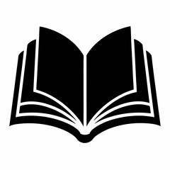 Black Silhouette of an Open Book - Vector Art Illustration