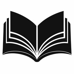 Black Silhouette of an Open Book - Vector Art Illustration