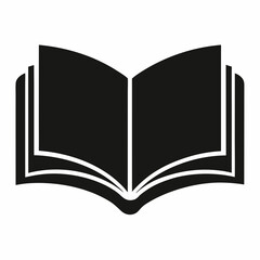 Black Silhouette of an Open Book - Vector Art Illustration