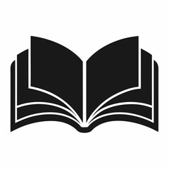 Black Silhouette of an Open Book - Vector Art Illustration