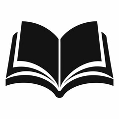 Black Silhouette of an Open Book - Vector Art Illustration