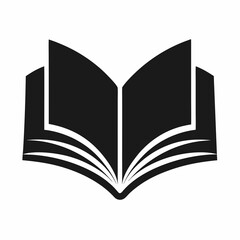Black Silhouette of an Open Book - Vector Art Illustration