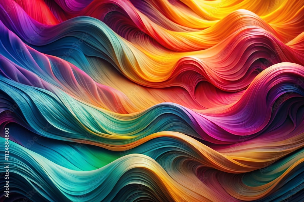 Poster abstract wavy layers: a vibrant exploration of color and form showcasing fluid dynamics and organic 