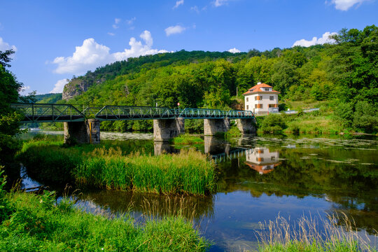 Scenic view of Thaya river and bridge in Hardegg, Lower Austria