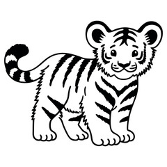 Tiger cub silhouette vector style