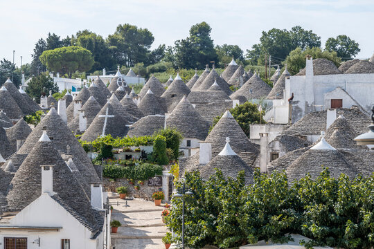 View of traditional Trulli houses in Alberobello Italy