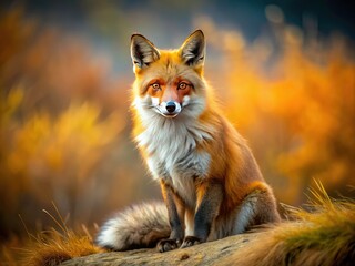Obraz premium Panoramic Red Fox Photography, Wildlife Texture Background, Autumn Fox Image, Nature Scene