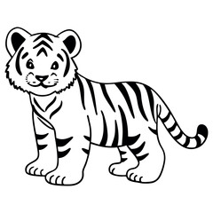 Tiger cub silhouette vector style