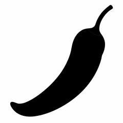 Black Silhouette of Chili Pepper Vector Art Illustration
