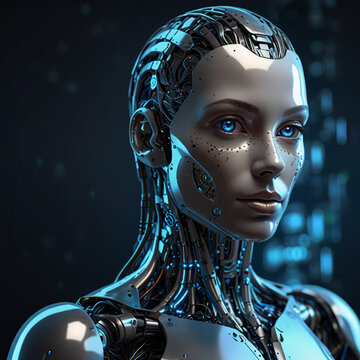 close up of AI robot resembling a human