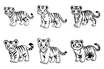 Tiger cub silhouette vector style