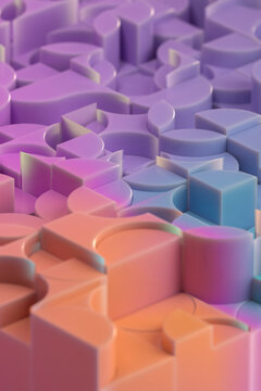 Colorful geometric abstract pattern in pastel 3D rendering
