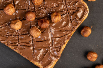 hazelnuts and bread with nut paste with chocolate